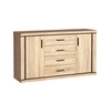 Komoda z szufladami Dallas 157 cm dąb sonoma / czarny elegancka stylistyka mebla wzbogacona o stylowe czarne dodatki