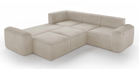 Narożnik z funkcją spania Arbon III szary popiel prawostronny stylowy narożnik z pojemnikiem na pościel unikalny obły kształt