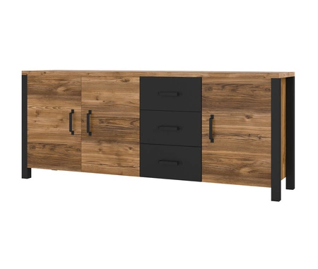 Komoda z szufladami Olin 192 cm appenzeller / czarny stylowy design komody w stylu industrialnym czarne uchwyty