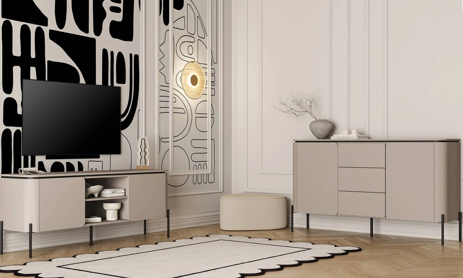 Meblościanka Belle w kolorze ciemny beżowy