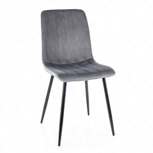Krzesło tapicerowane Alan Velvet szare nowoczesne oraz funkcjonalne krzesło do jadalni z metalowymi nogami