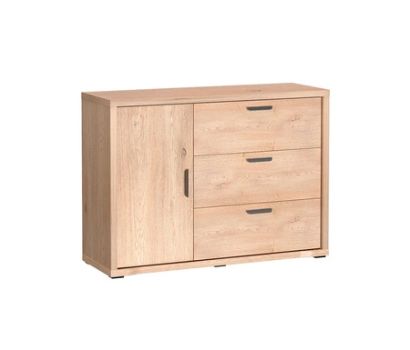 Komoda z szufladami Grand 118 cm dąb cremona elegancka i funkcjonalna komoda z zaoblonymi detalami idealna do salonu lub sypialni