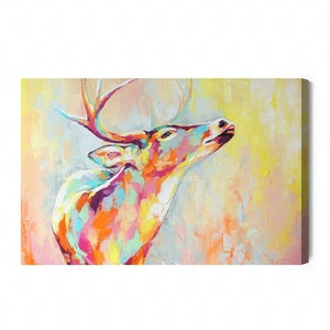 Obraz na płótnie akwarelowy jeleń 100x70 cm ponadczasowa ozdoba wnętrza obraz w stonowanej kolorystyce wysoka jakość wykonania