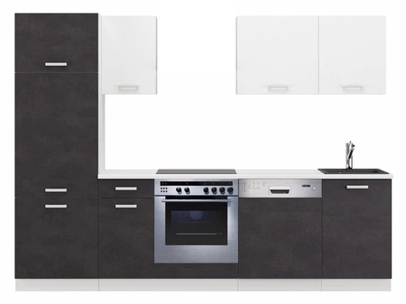 Zestaw mebli kuchennych z blatem Toni 270 cm biały / matera komplet kuchenny doskonale prezentuje się w klasycznych wnętrzach