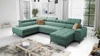 Narożnik z funkcją spania Bolmso VI miętowy prawostronny wygodny narożnik z regulowanymi zagłówkami dekoracyjne pikowania na siedzisku