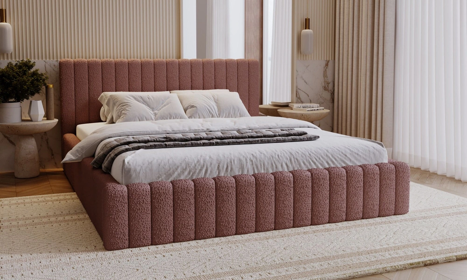 Łóżko z pojemnikiem Naomi 160x200 cm Baloo 2071 brudny róż