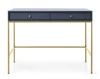 Konsola Mono granatowa z szufladami stylowy oraz funkcjonalny mebel z metalowymi elementami w kolorze złotym do przedpokoju lub salonu