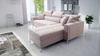 Narożnik z funkcją spania Nausa pudrowy róż prawostronny velvet stylowy komfortowy narożnik regulowane zagłówki pojemnik na pościel