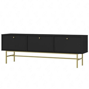 Szafka RTV Kioto III 180 cm czarny grafit stylowy design metalowy stelaż szafka z drzwiami otwieranymi do dołu