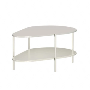 Stolik kawowy Malumi beżowy designerski stolik oryginalna forma o zaokrąglonych krawędziach dwupoziomowa konstrukcja