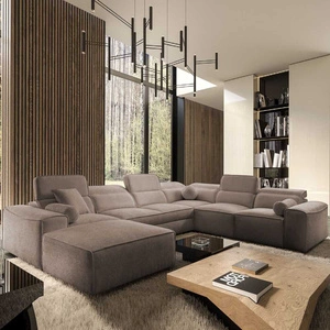 Narożnik z funkcją spania Viano VIII jasny brąz lewostronny nowoczesny narożnik o ciekawej konstrukcji pojemniki na pościel