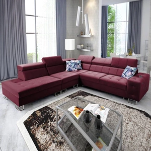 Narożnik z funkcją spania Hampton IX bordowy lewostronny stylowy i nowoczesny design narożnika idealny mebel do każdej aranżacji