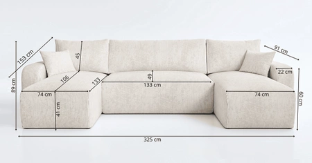 Narożnik z funkcją spania Fiesta U beżowy stylowy narożnik o ciekawym kształcie wytrzymała sztruksowa tkanina pojemnik na pościel