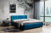 Łóżko tapicerowane Nessa 160x200 niebieskie stylowe łóżko z pojemnikiem na pościel wygodny zagłówek zachwyca eleganckim designem
