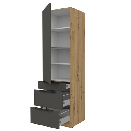 Słupek kuchenny Aversa Ar 60 DKS-210 3S 1F szafka kuchenna odporna na uszkodzenia wykończenie frontów w technologii anti fingerprint