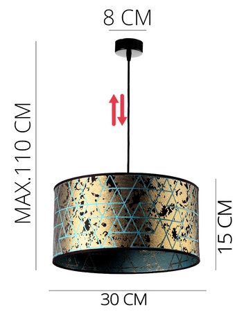 Lampa wisząca potrójna Wena 30 cm elegancka lampa sufitowa do salonu lub jadalni w stylu glamour z połyskującym na złoto abażurem i metalową podstawą