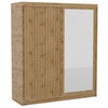 Szafa przesuwna z lustrem Delia 180 cm dąb artisan stylowa szafa z ozdobnymi lamelami w kolorze drewna wpasuje się do każdej aranżacji