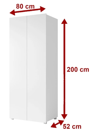 Szafa dwudrzwiowa Apulia 80 cm biały połysk minimalistyczny design prosta bryła idealna szafa do garderoby sypialni lub przedpokoju
