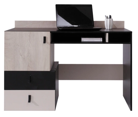 Zestaw mebli Niko czarny / dąb / beż idealna propozycja do pokoju młodzieżowego lub dziecięcego w modnym stylu