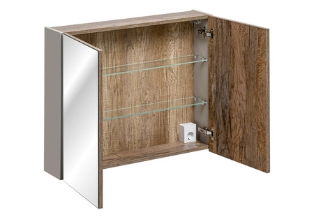 Szafka łazienkowa wisząca z lustrem Santa Fe 80 cm szary krzemowy funkcjonalna szafka idealnie uzupełniająca przestrzeń nad umywalką