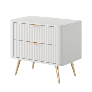 Szafka nocna Lante biała stylowa szafka z szufladami idealna do sypialni w stylu glamour i skandynawskim oryginalny kształt bryły
