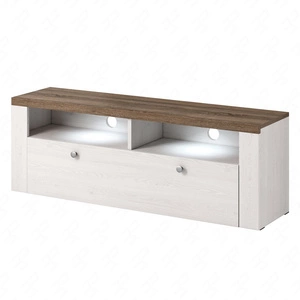 Szafka RTV Larona 140 cm sibiu larche / sonoma truffel nowoczesny design szafki pod telewizor drzwi otwierane do dołu