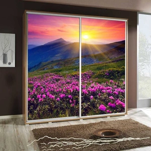 Szafa przesuwna Artistino 205 cm z grafiką góry II korpus szafy w kolorze dąb catania wykonany z płyty o grubości 22mm