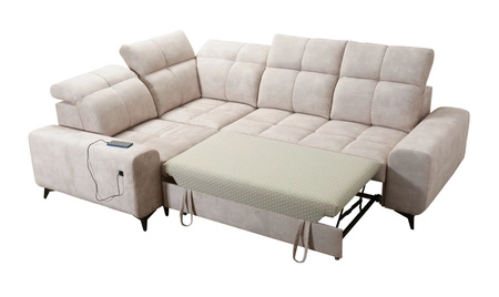 Narożnik z funkcją spania Buffalo II oliwkowy lewostronny funkcjonalny i stylowy narożnik rozkładany z regulowanymi zagłówkami