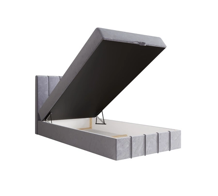 Łóżko kontynentalne Casey 100x200 błękitne w nowoczesnym skandynawskim stylu z tapicerowanym zagłówkiem łóżko z pojemnikiem