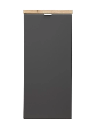 Szafka łazienkowa wisząca Capri 35 cm czarny / dąb craft złoty funkcjonalna szafka wyposażona w kosz na pranie metalowy uchwyt