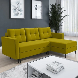 Narożnik z funkcją spania Telsze zielona oliwka uniwersalny elegancki narożnik w skandynawskiej formie duży pojemnik na pościel