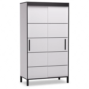 Szafa przesuwna Bell 120 cm biały / czarny stylowa szafa do przedpokoju lub biura w stylu loftowym wysoka podstawa