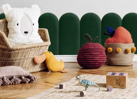 Panel tapicerowany Wally 30x100 cm butelkowa zieleń stylowy panel ścienny płotek welurowa tkanina modne wykończenie każdej aranżacji