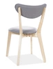 Krzesło drewniane Brando 40x45 cm dąb / szare designerskie krzesło do kuchni oraz jadalni z tapicerowanym siedziskiem