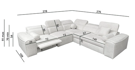 Narożnik z funkcją spania Viano III Lux zielony lewostronny nowoczesny narożnik do salonu z wysuwanym podnóżkiem pojemnik na pościel
