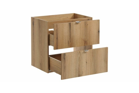 Szafka pod umywalkę Nova 60 cm dąb coast evoke stylowa szafka z szufladami metalowe uchwyty krawędziowe podkreślają elegancję
