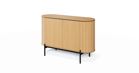 Komoda Rotto 124 cm dąb vincenza nowoczesny design komody o owalnym kształcie bezuchwytowy system otwierania push to open