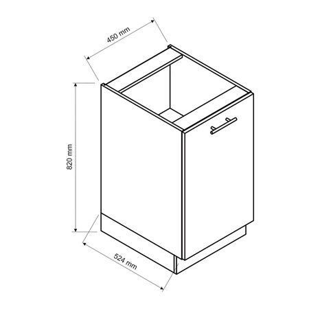 Szafka kuchenna stojąca z półką Zova D45 biały / jasny szary funkcjonalna szafka do kuchni odporna na uszkodzenia frezowany uchwyt