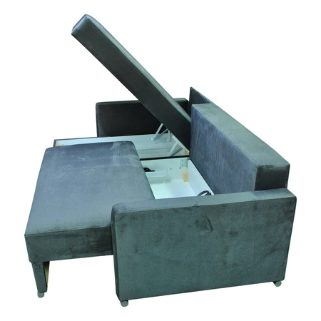 Narożnik z funkcją spania Neron szary lewostronny gwarantuje najwyższy komfort i funkcjonalność