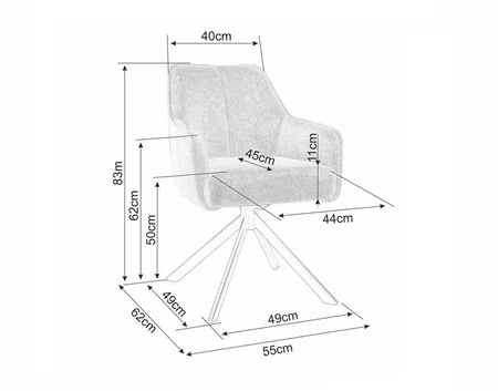 Krzesło tapicerowane Notti Brego ciemny szary nowoczesne krzesło obrotowe z metalowymi nogami stylowe krzesło kubełkowe