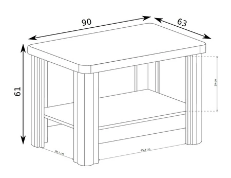 Stolik kawowy Dallas 90 cm dąb sonoma / czarny wytrzymały odporny blat idealny stolik do każdej aranżacji