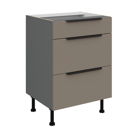 Zestaw mebli kuchennych Fiuggi Ant 300 cm stylowe szafki kuchenne z frontami wykonanymi w technologii anti fingerprint metalowe uchwyty