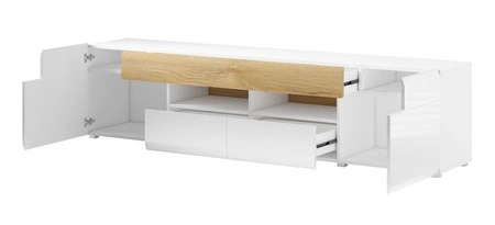 Szafka RTV Toledo 208 cm antracyt / antracyt połysk / dąb grandson nowoczesna szafka pod telewizor w stylu skandynawskim