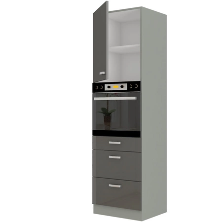 Słupek kuchenny Grey 60 DPS-210 3S 1F szafka z szufladami do zabudowy piekarnika odporna na parę wodną wysoką temperaturę i rozlane ciecze