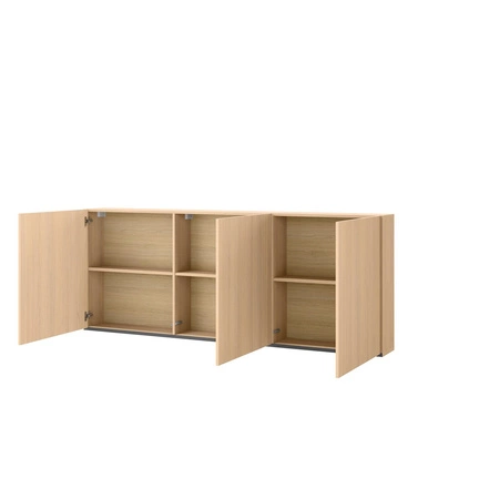 Szafka wisząca Woow 210 cm dąb vincenza bielona minimalistyczny design bezuchwytowe fronty doskonała szafka do przechowywania książek