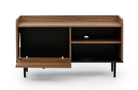 Szafka RTV Apallo 100 cm dąb brandy castello oryginalny design szafki bryła osadzona na metalowych nogach wysokie ranty blatu