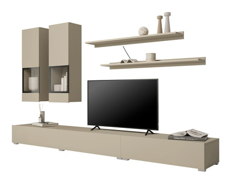 Meblościanka Baros beżowa modernistyczny design idealnie wkomponuje się do każdego wnętrza