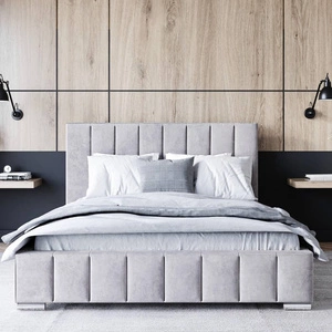 Łóżko tapicerowane Insam 180x200 szary popiel stylowe łóżko z pojemnikiem na pościel wygodny zagłówek zachwyca eleganckim designem