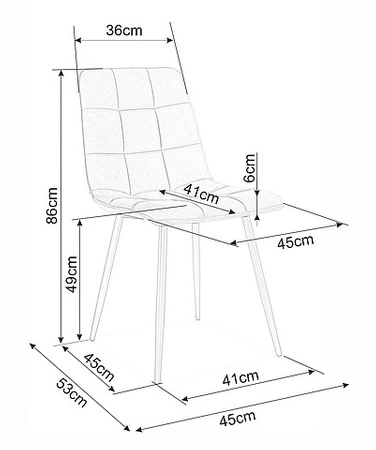 Krzesło tapicerowane Lima 41x45 cm zielone stylowe oraz funkcjonalne krzesło z metalowymi nogami