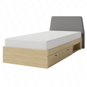 Łóżko z szufladami Olivio 90x200 cm dąb olejowany idealne do pokoju dziecka z tapicerowanym zagłówkiem i szufladami